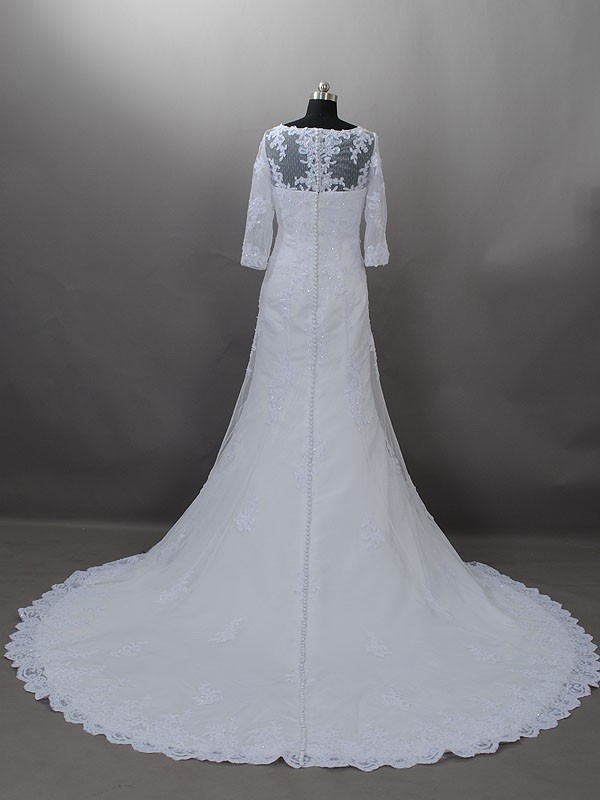 Ruffles A Line Lace Organza Wedding Dress
