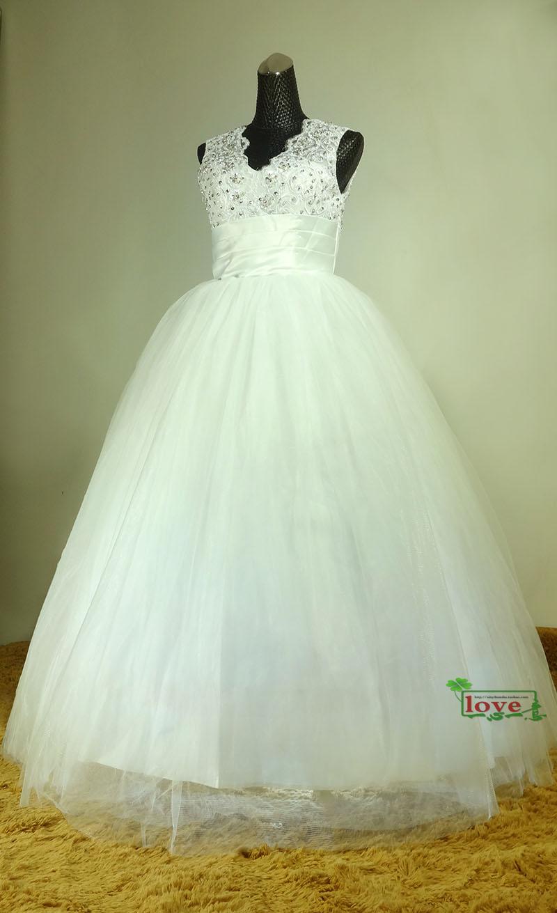 Ball Gown V-neck Floor-length Wedding Dress